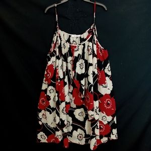 5X Beautiful front ruffled overlay drape Rose gal black red Floral cami Top